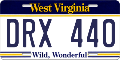 WV license plate DRX440