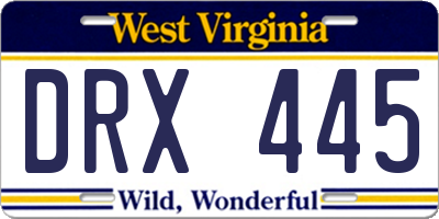 WV license plate DRX445