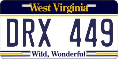 WV license plate DRX449