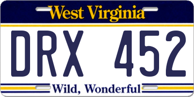 WV license plate DRX452