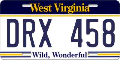 WV license plate DRX458