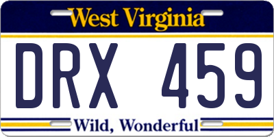 WV license plate DRX459