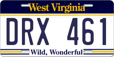 WV license plate DRX461