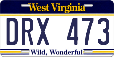 WV license plate DRX473
