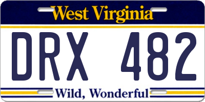 WV license plate DRX482
