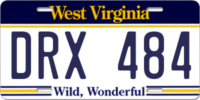 WV license plate DRX484