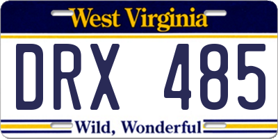 WV license plate DRX485