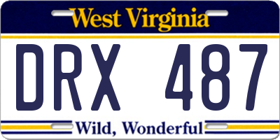 WV license plate DRX487
