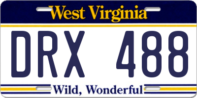 WV license plate DRX488