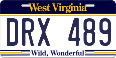 WV license plate DRX489