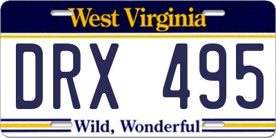 WV license plate DRX495
