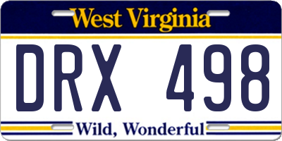 WV license plate DRX498