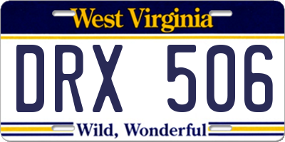 WV license plate DRX506