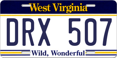 WV license plate DRX507