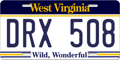 WV license plate DRX508