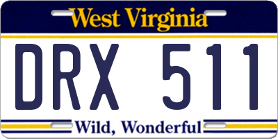 WV license plate DRX511
