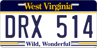 WV license plate DRX514