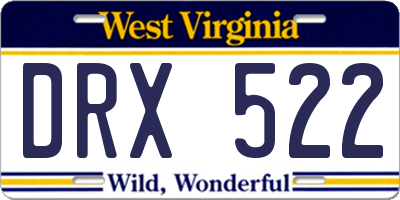 WV license plate DRX522