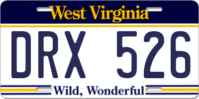 WV license plate DRX526