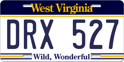WV license plate DRX527