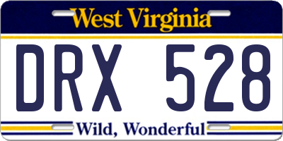 WV license plate DRX528