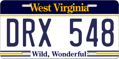 WV license plate DRX548