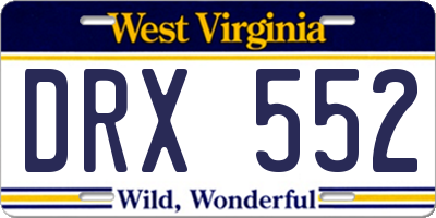 WV license plate DRX552