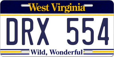 WV license plate DRX554