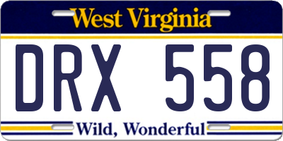 WV license plate DRX558
