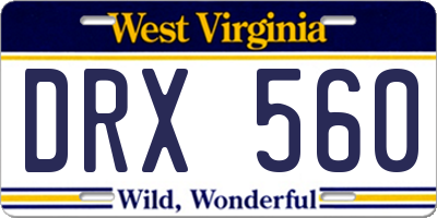 WV license plate DRX560
