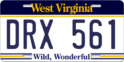 WV license plate DRX561