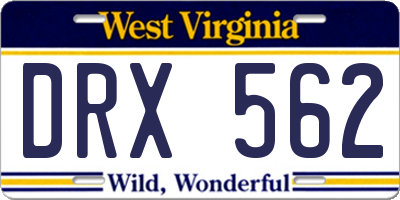 WV license plate DRX562