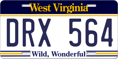 WV license plate DRX564