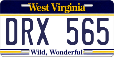 WV license plate DRX565