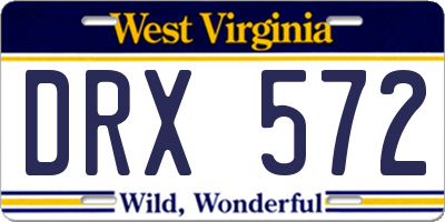 WV license plate DRX572