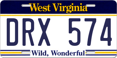 WV license plate DRX574