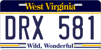 WV license plate DRX581