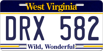 WV license plate DRX582