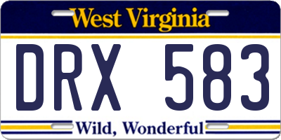WV license plate DRX583