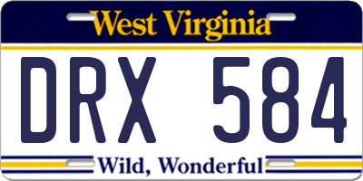 WV license plate DRX584