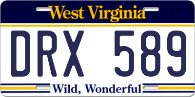 WV license plate DRX589
