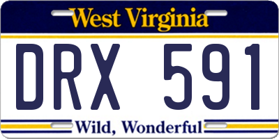 WV license plate DRX591