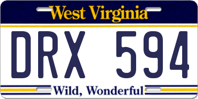 WV license plate DRX594