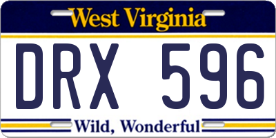 WV license plate DRX596