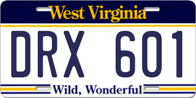 WV license plate DRX601