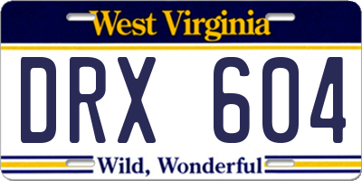 WV license plate DRX604