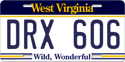 WV license plate DRX606