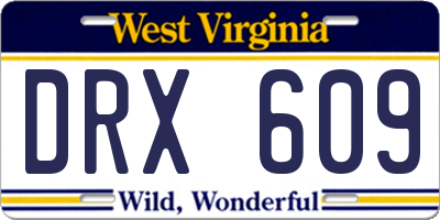 WV license plate DRX609