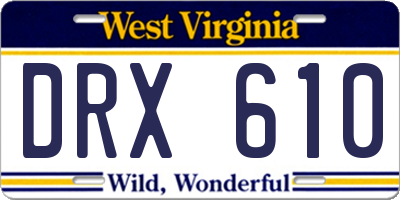WV license plate DRX610