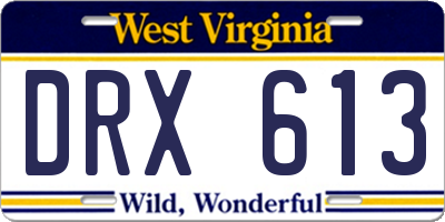 WV license plate DRX613